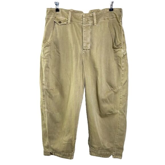 Anthropologie Pilcro Tapered Crop Chino Pants Tan Denim Jeans - Button Fly - Picture 4 of 12